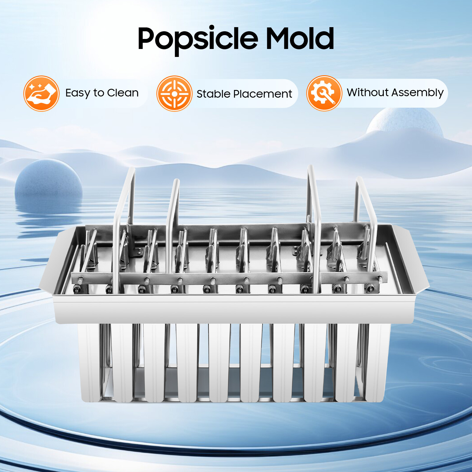 20x Stainless Steel Molds Ice Pop Lolly Popsicle Ice Cream Stick Holder Mold Top