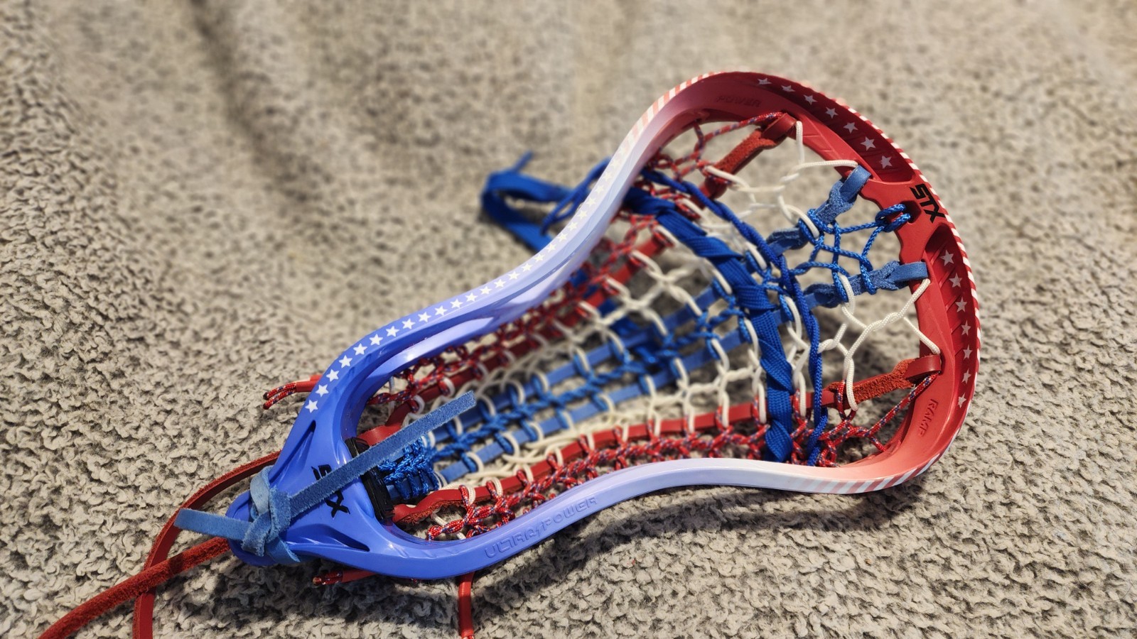 Custom Dyed Traditional Strung STX Ultra Power - Pita Pocket - Red, White, Blue