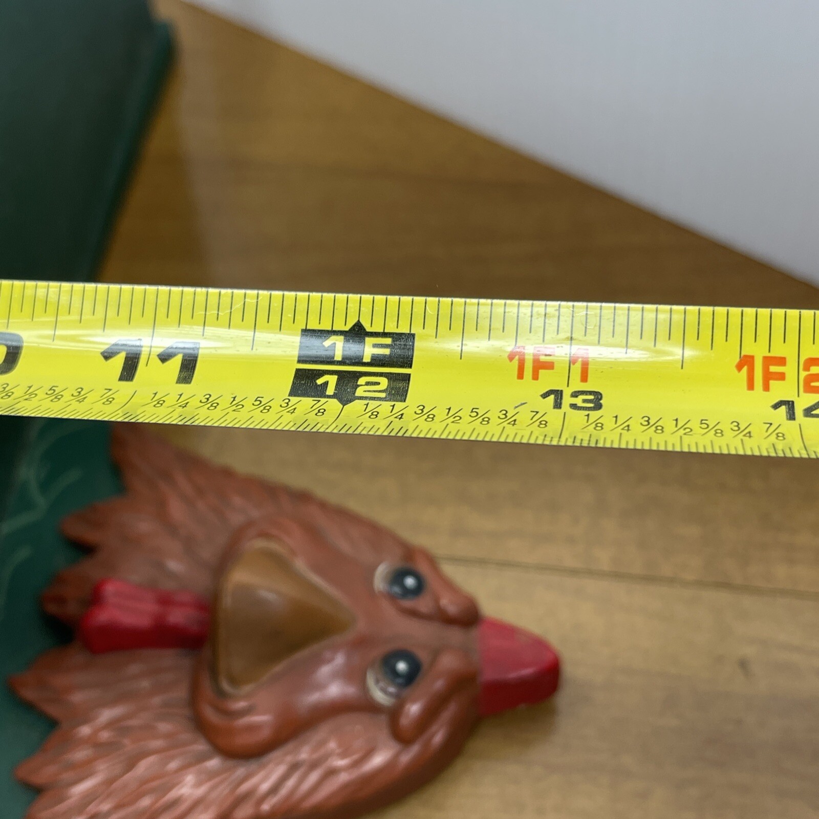 Hand Painted Hanging Shelf Vintage Green Rooster Chicken 1999 Country Folk Art