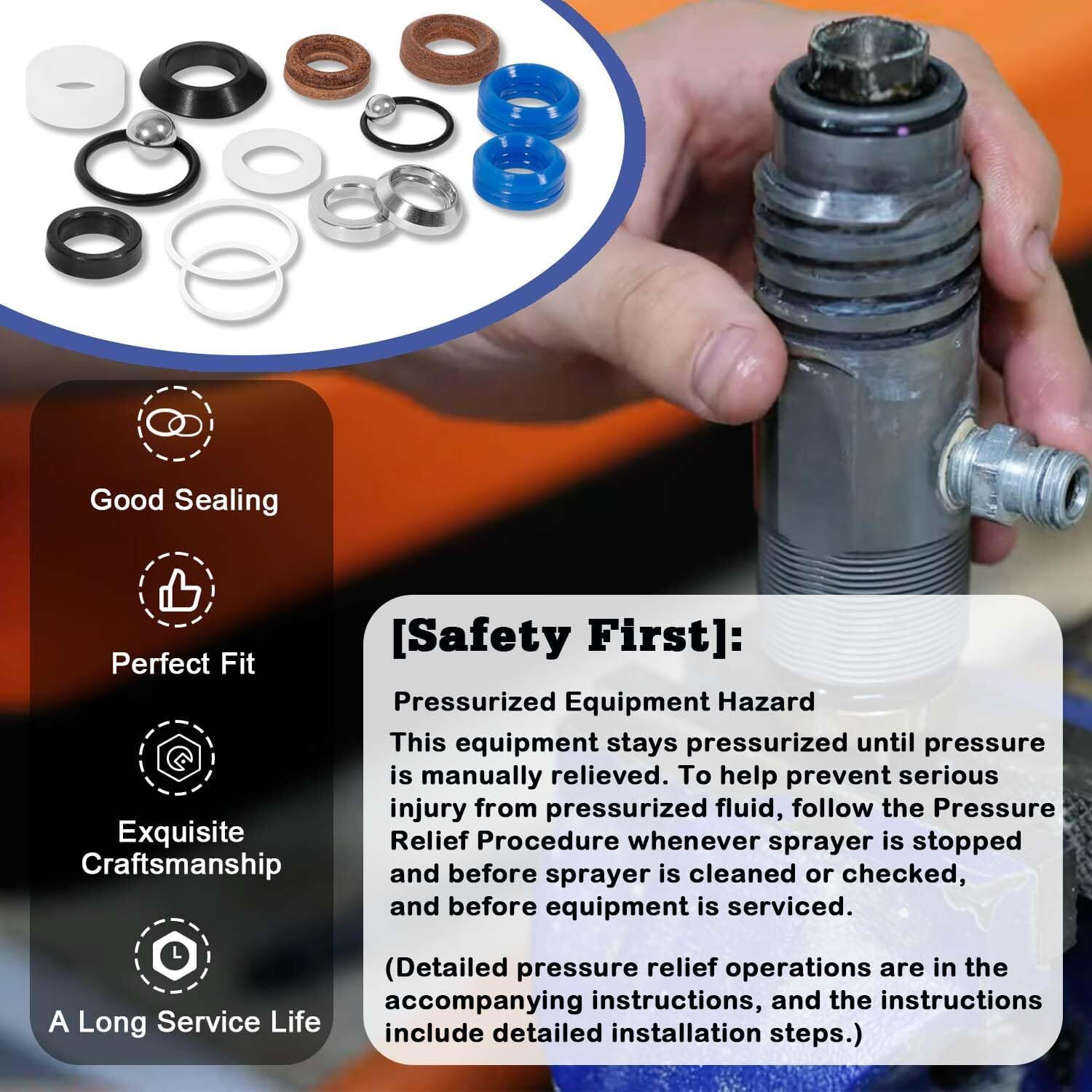 244194 Pump Repair Packing Kit for Graco 295 390 395 490 495 595 3400 Sprayer