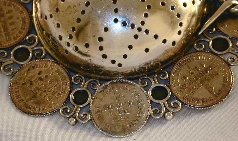 Silver Tea Strainer Prussian Kings Wilhelm I-II, Fredrick Wilhelm IV Coins Decor