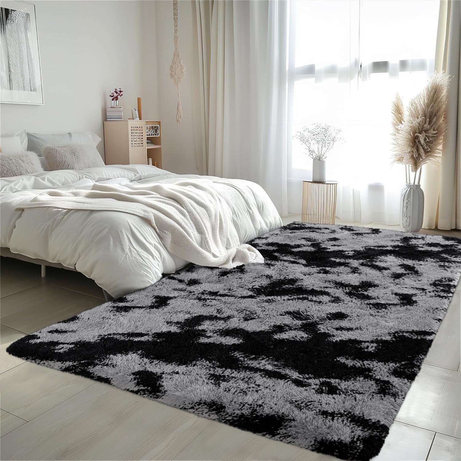 Modern Fluffy Area Rugs Non Slip Shaggy Floor Mat Carpet for Bedroom Living Room