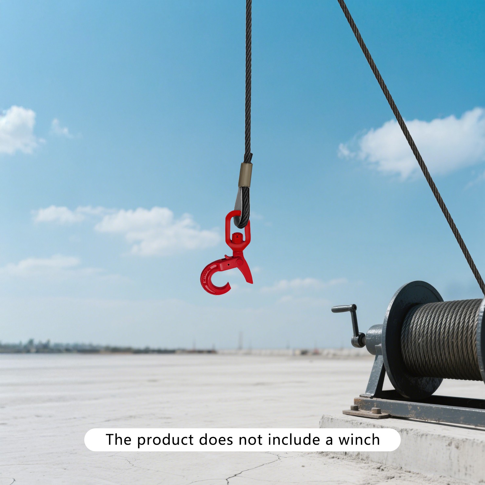 1/2" x 100ft Wire Rope Carbon Steel Winch Cable with Self Locking Swivel Hook