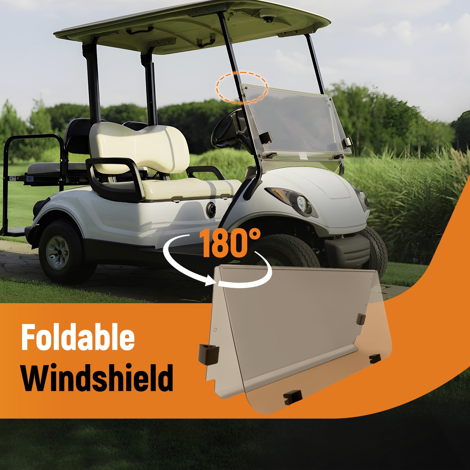 Tinted Folding Windshield Golf Cart Windscreen For Yamaha G22 2003-2006