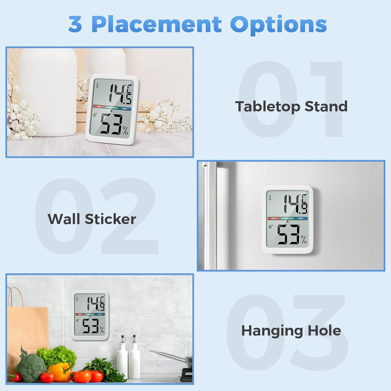 Digital Thermometer Hygrometer, Large LCD Screen Room Thermometer...