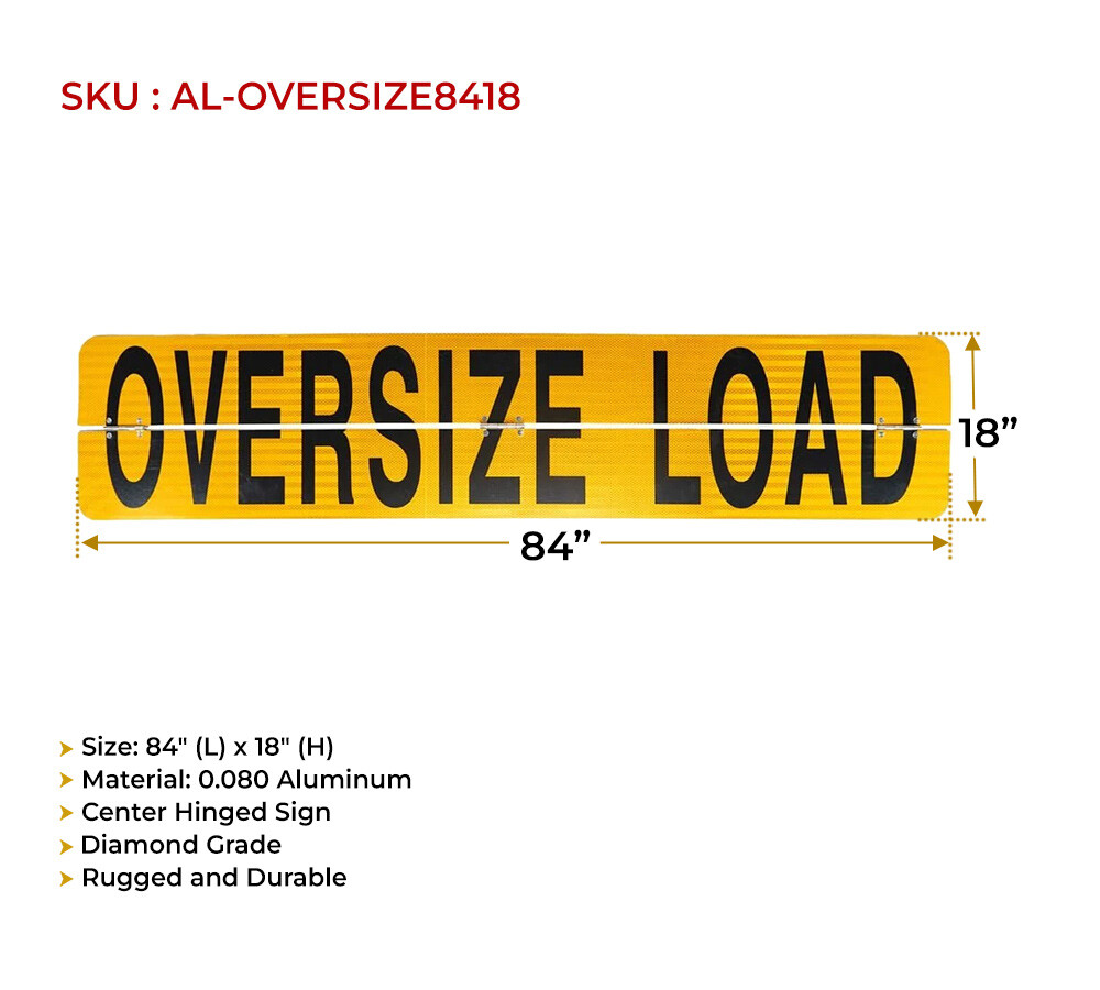 18"x84" Hinged Aluminum Oversize Load Sign/Banner for Trucks Vehicle Trailer