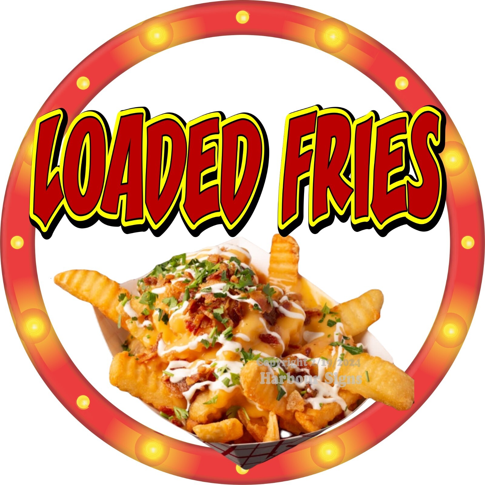 Loaded Fries DECAL Snacks Concession Food Truck Sticker c2