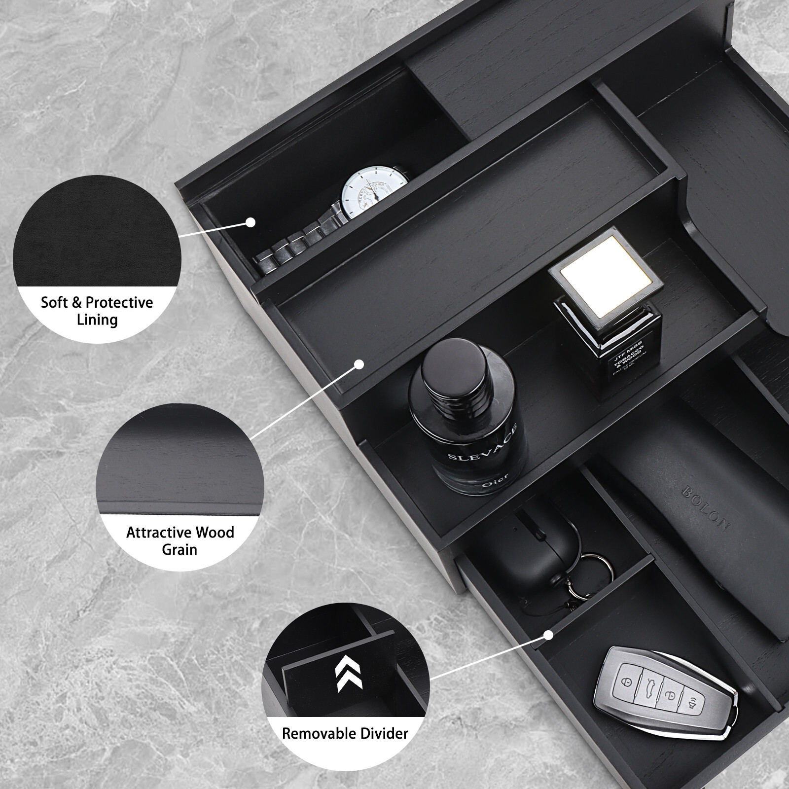 Cologne Organizer for Men 3 Tier Perfume Display Stand Cologne Shelf w/ Drawer