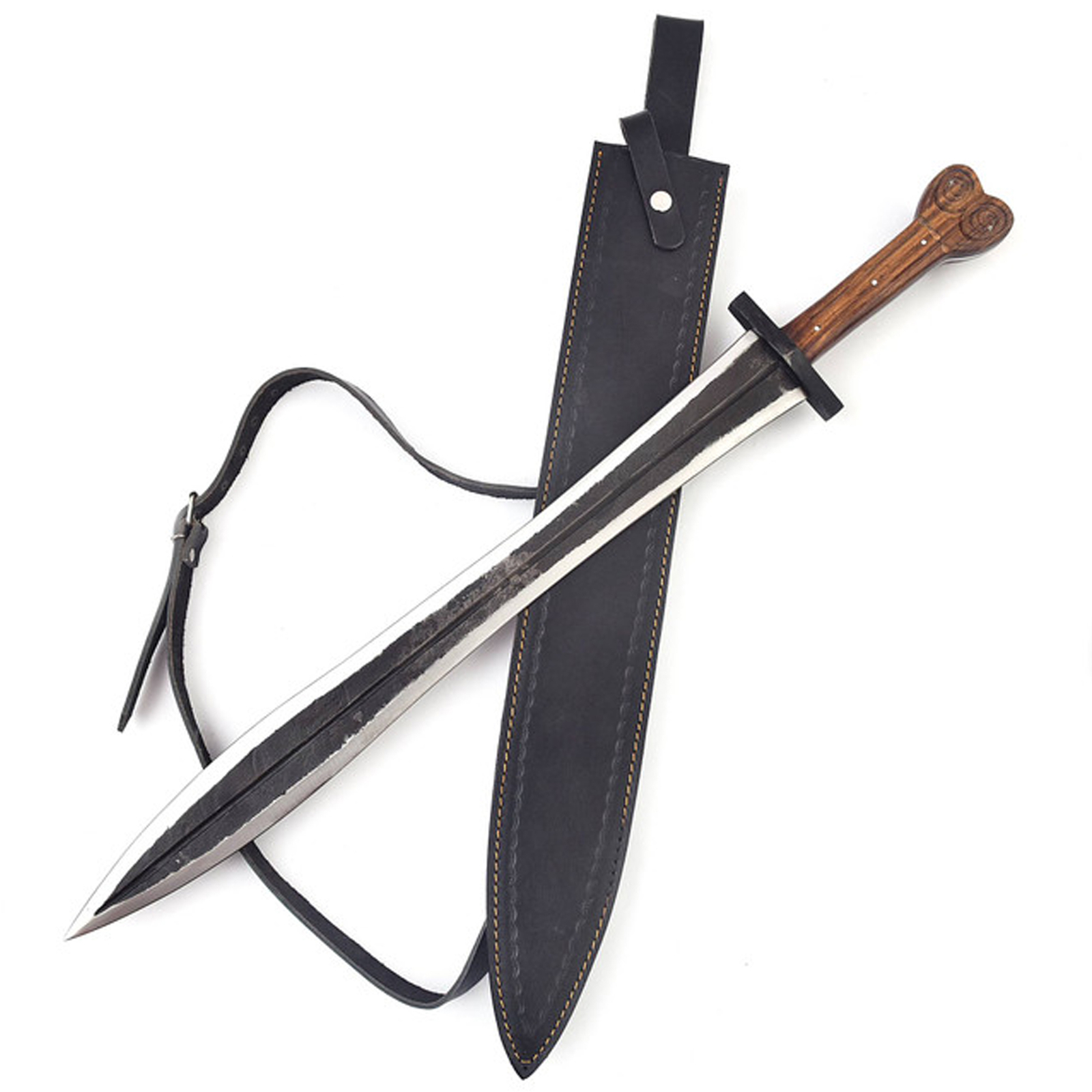 Authentic Greek Xiphos Sword Full Tang with Leather Sheath, for Collectors