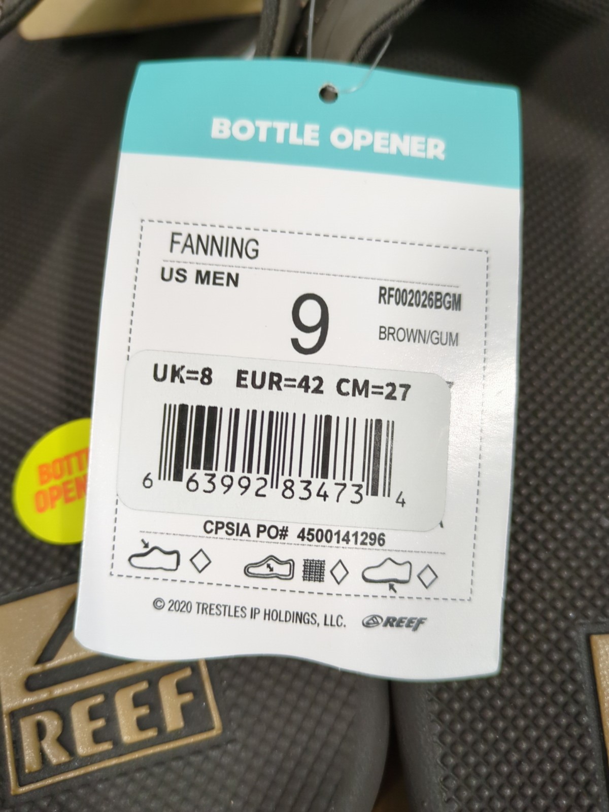 Reef Fanning Men's Flip Flops Sandals Bottle Opener Brown Size 9