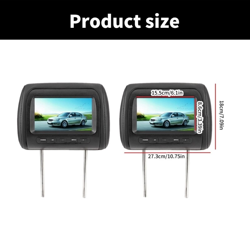 2 Pieces Car Headrest LCD Video Monitors MP5 DVD Display with Wireless Control