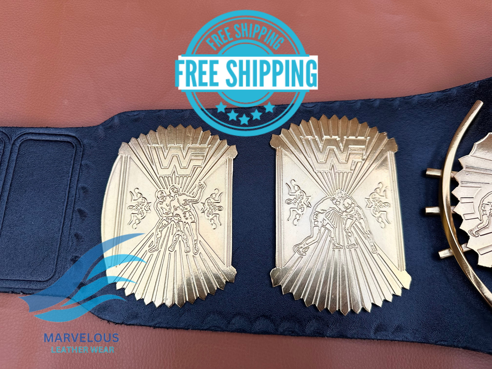 Winged Eagle Championship Wrestling Replica Title Belt 4MM Brass Adult size