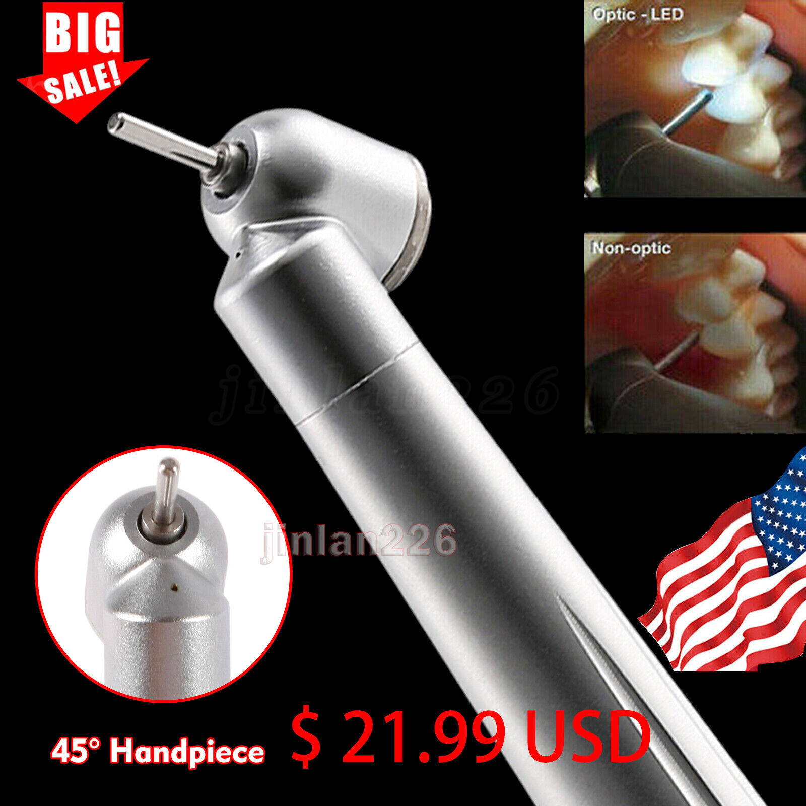Yabangbang Dental 45 Degree Surgical High Speed Handpiece Push Button 4Hole WCA4