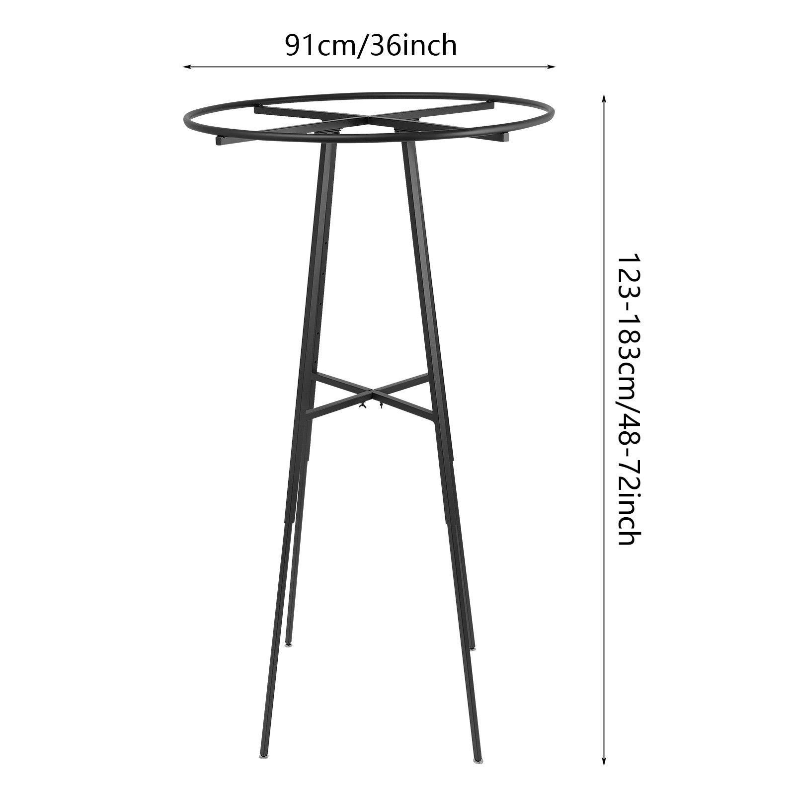 Round Clothing Rack, Clothes Display Rack, Rotatable Garment Rack Black 1.2-1.8M