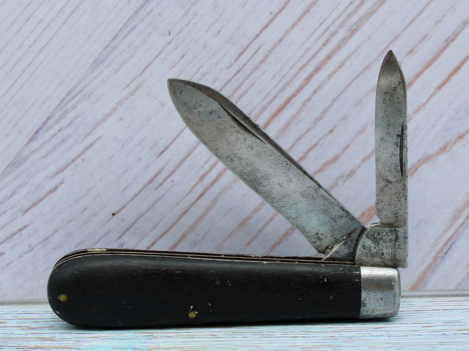 1854-1930 Holley MFG Co. Lakeville Con. Ebony Jack Knife