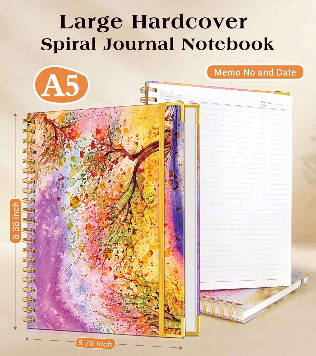 Lined Spiral Notebook Journal for Women, 150 Pages Cute Notebooks 5.75” X 8.38”,