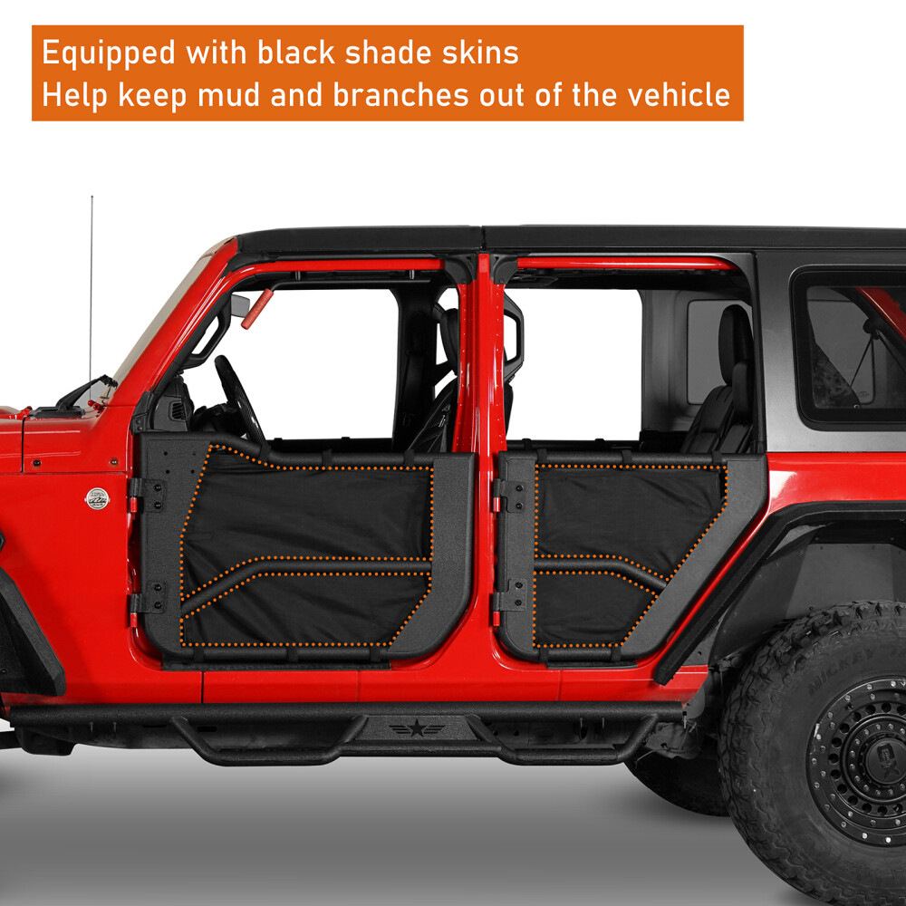 Hooke Road Tube Half Doors + Mirrors Fit 18-24 Jeep Wrangler JL Gladiator JT
