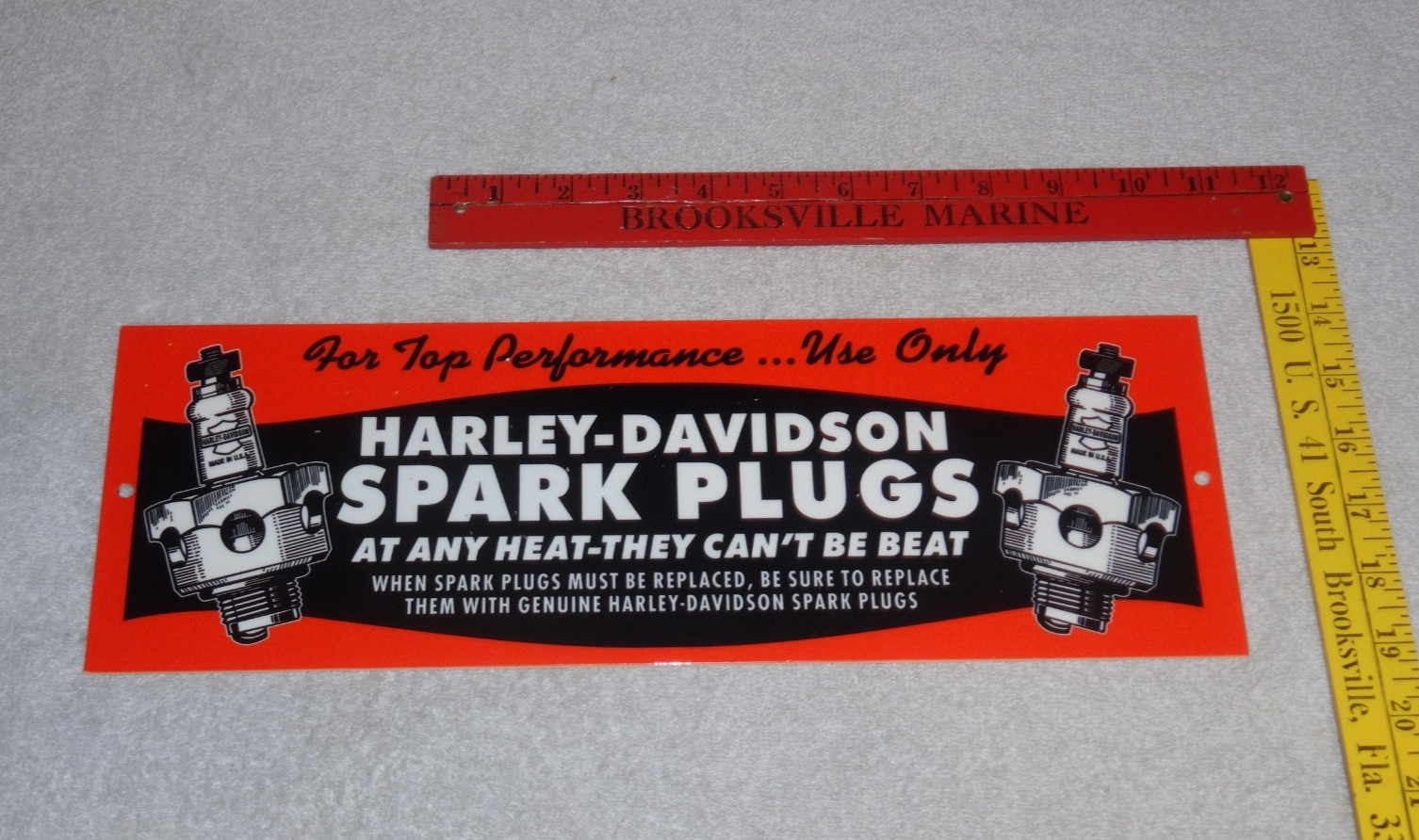 VINTAGE HARLEY DAVIDSON MOTORCYCLE SPARK PLUG PORCELAIN METAL GASOLINE OIL SIGN!