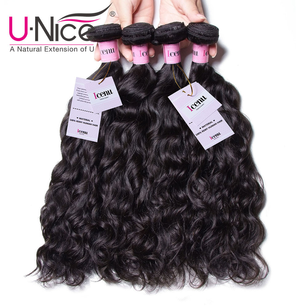 UNice Hair Indian Natural Wave 100% Human Hair Extensions 1-3 Bundles Hair Wefts