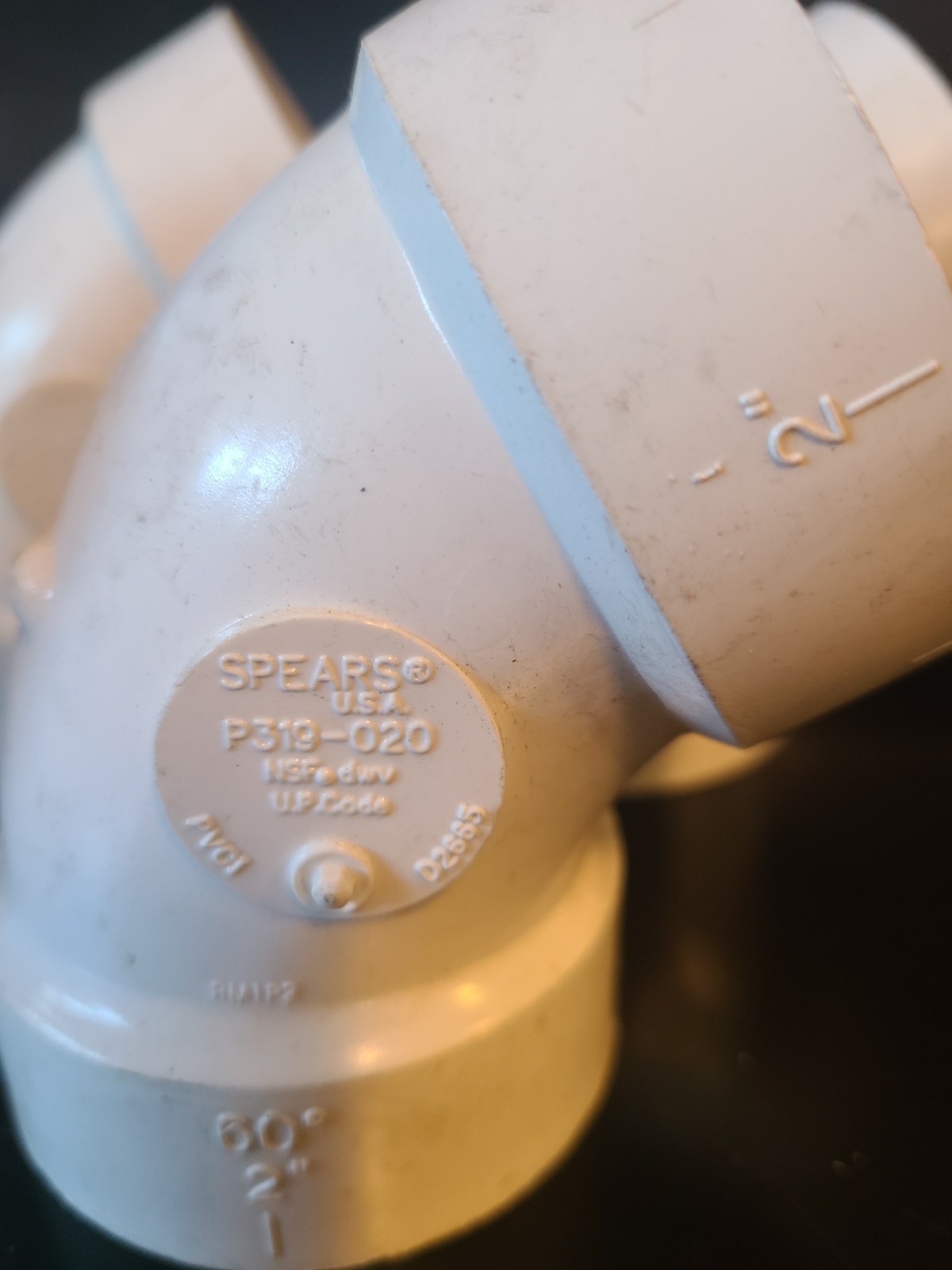 (Lot of 5) Spears P319-020 2" PVC DWV 45 Elbow Fittings--Free Shipping!