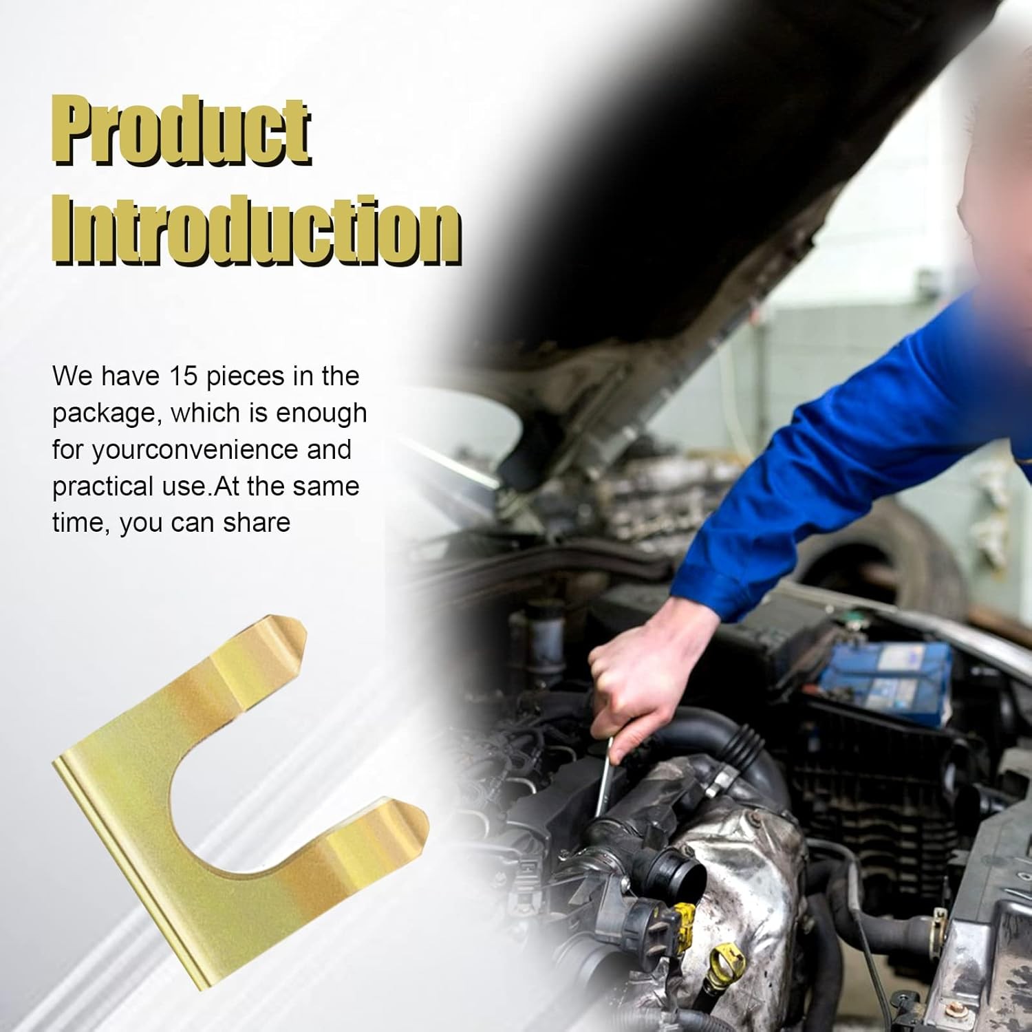 15 Pieces Brake Line Clips Metal Retainer U Shaped, Gray