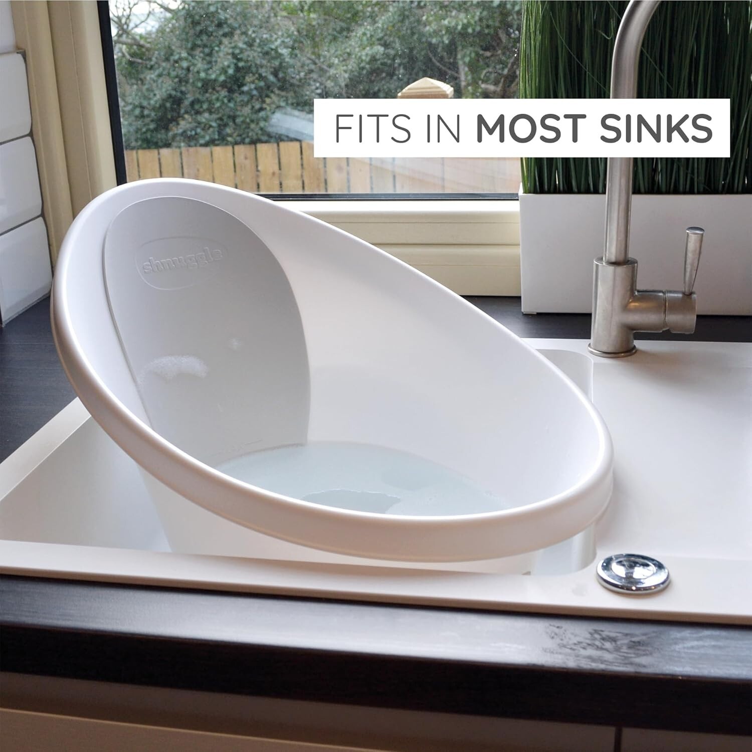 Shnuggle Newborn Baby Bath | Built in Support Bump and Soft Backrest - Taupe