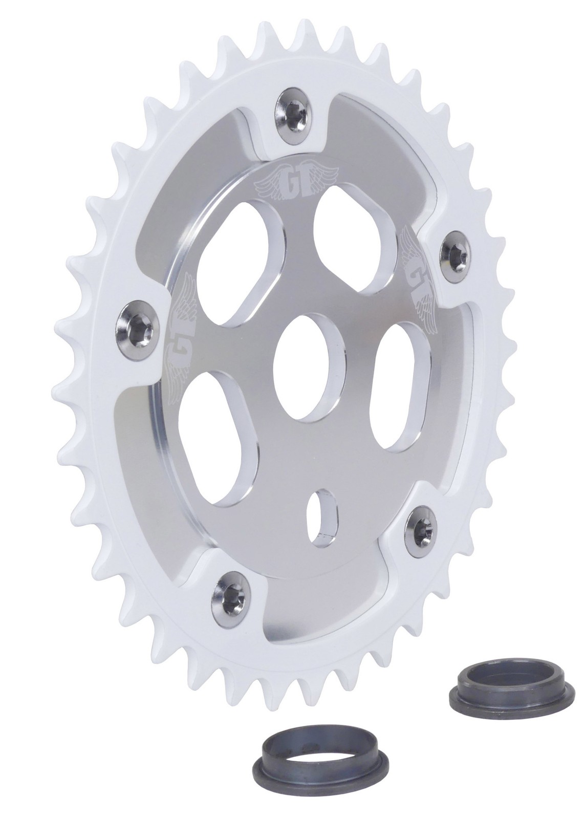 GT 110mm  bcd BMX bicycle Power Disc (SILVER) with 36T chainring (WHITE)