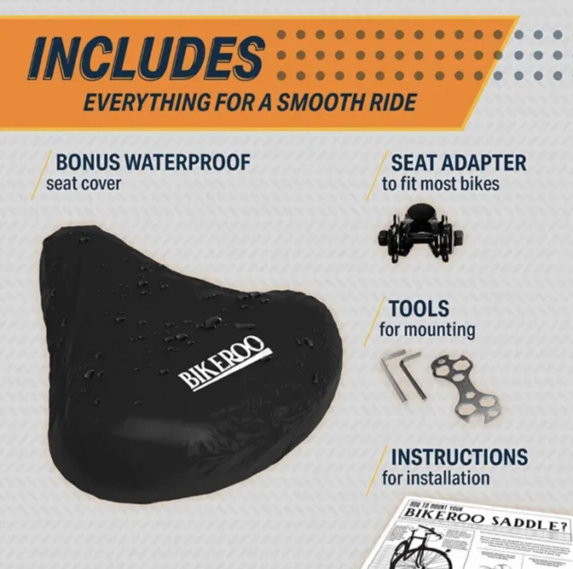 Bikeroo Oversized Bike Seat - Men's or Women's Indoor/Outdoor Universal Mounting