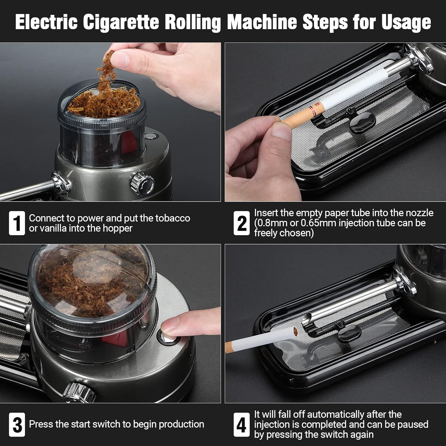 Electric Cigarette Rolling Machine, Portable Tobacco Injector Machine Can Grind