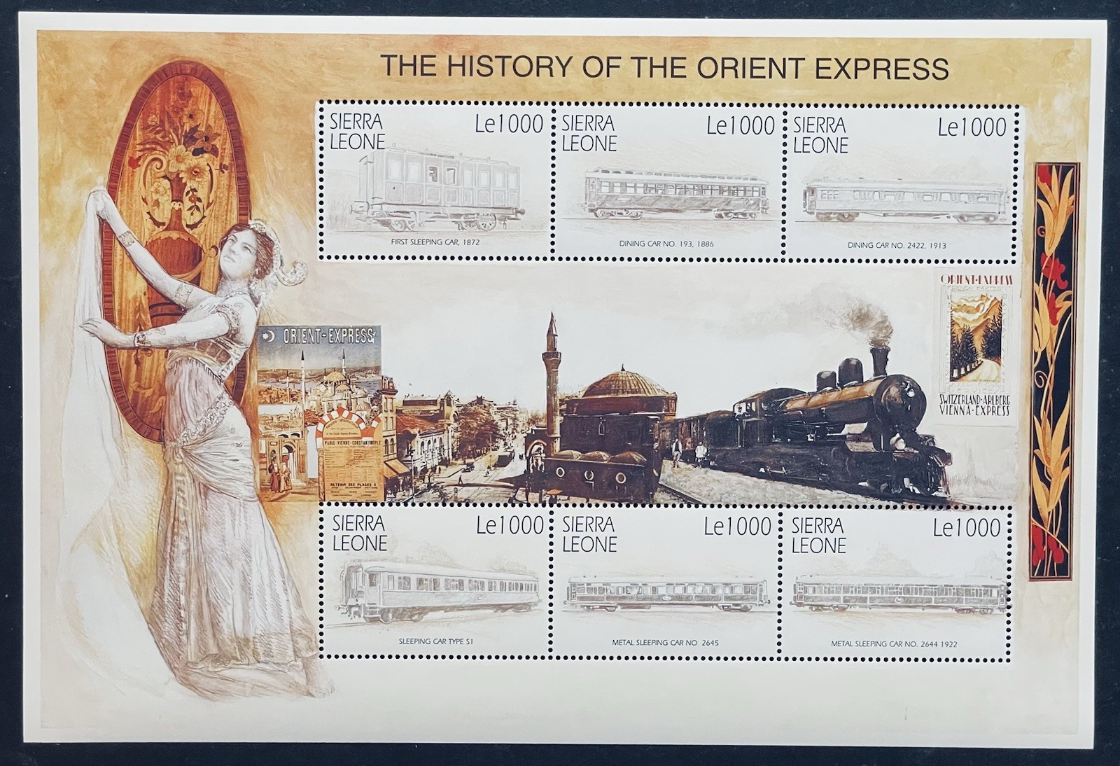 SIERRA LEONE HISTORY OF THE ORIENT EXPRESS STAMP 2001 MNH TRAIN LOCOMOTIVE #2376