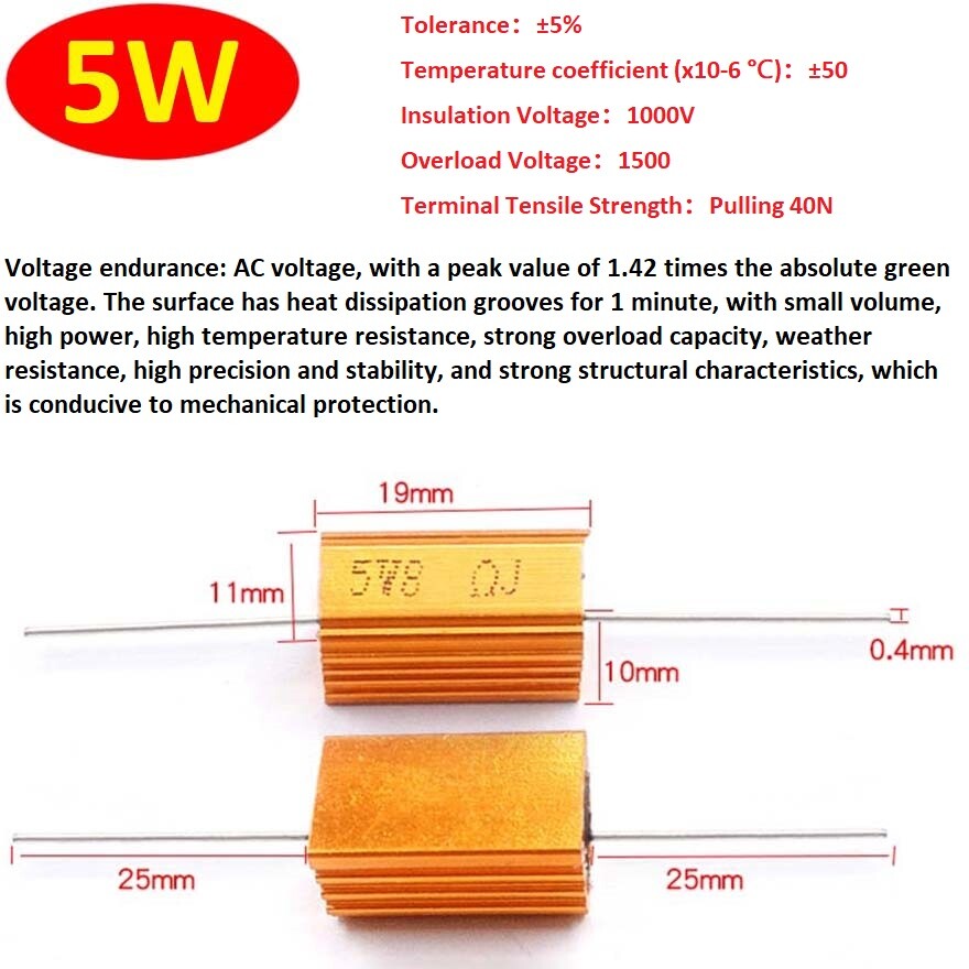 5W 10W -500W Watt High Power Aluminum shell Wirewound Metal Resistor 0.1Ω - 10KΩ