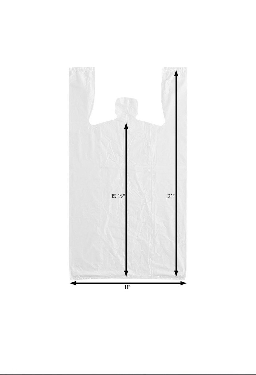 Bags 1/6 Large 21 x 6.5x11.5 Clear .51 Mil T-Shirt Plastic Grocery Shopping Bags
