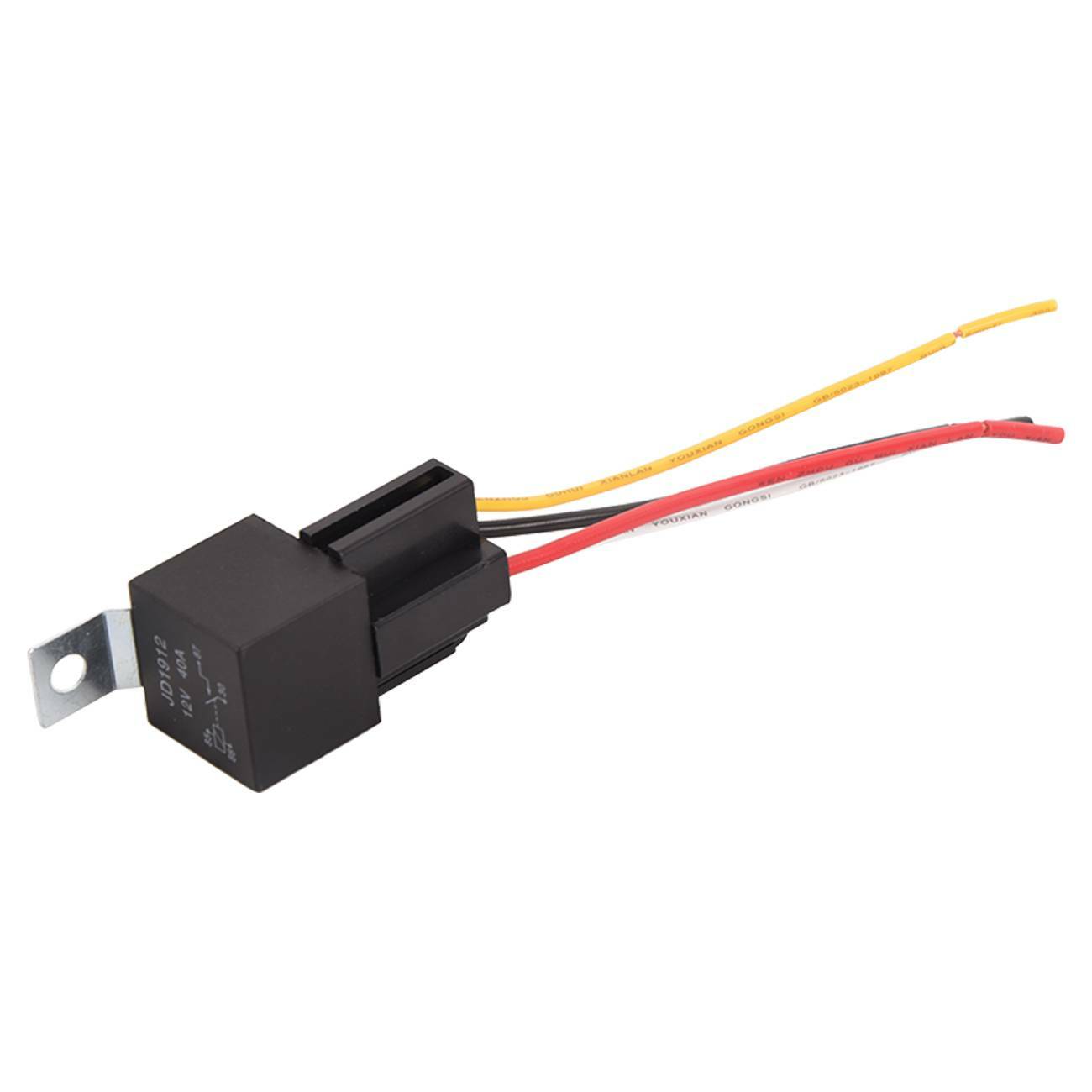 2Pcs Automotive Relay with Wires & Harness Socket Set 12V 30/40 Amp 4-Pin New