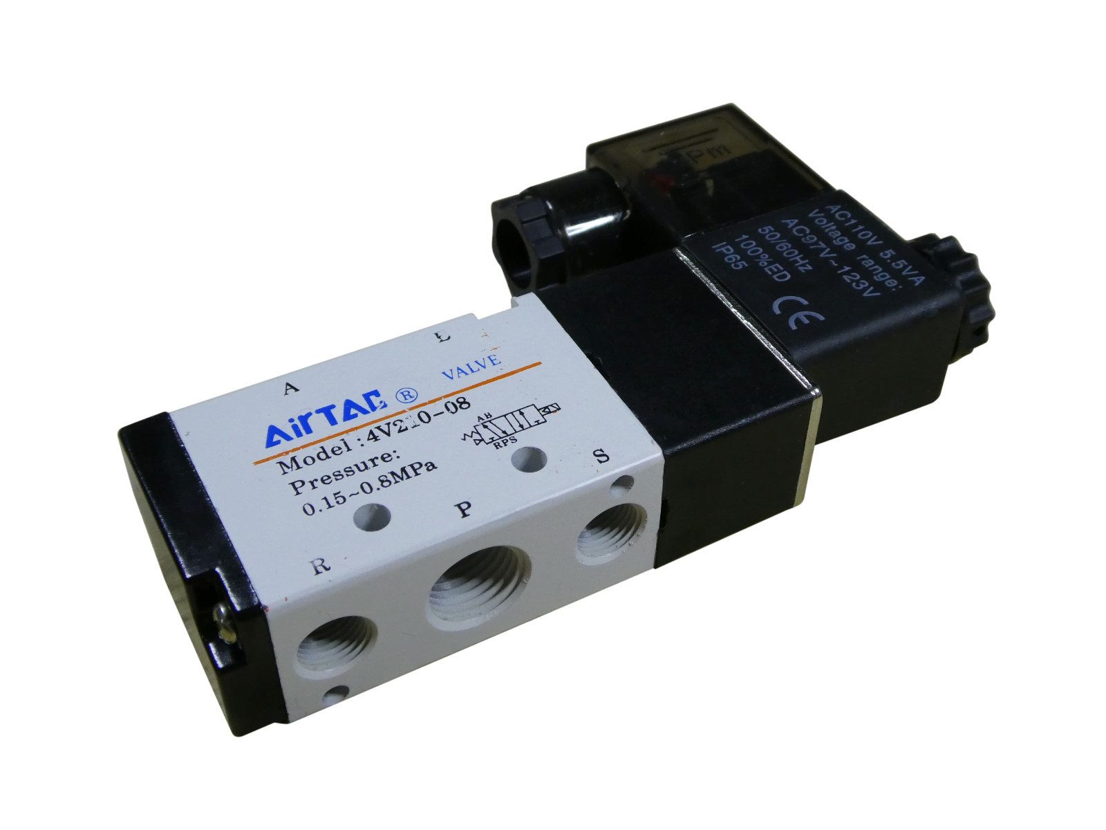 4V210-08 5 Way 2 Position Solenoid Pneumatic Air Valve 1/4" BSPT 110V Double 120