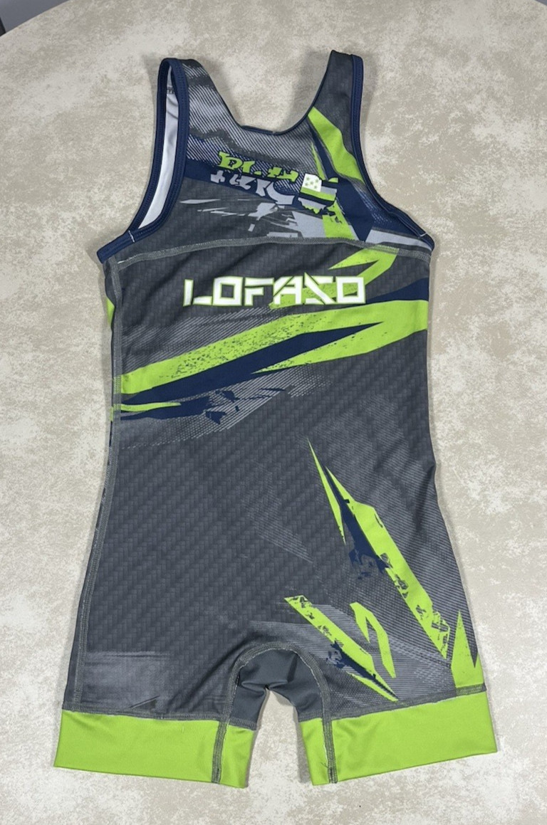 Rudis Rogue Wrestling Club Ohio Gray Navy Green Adult Singlet Size XXS 1212