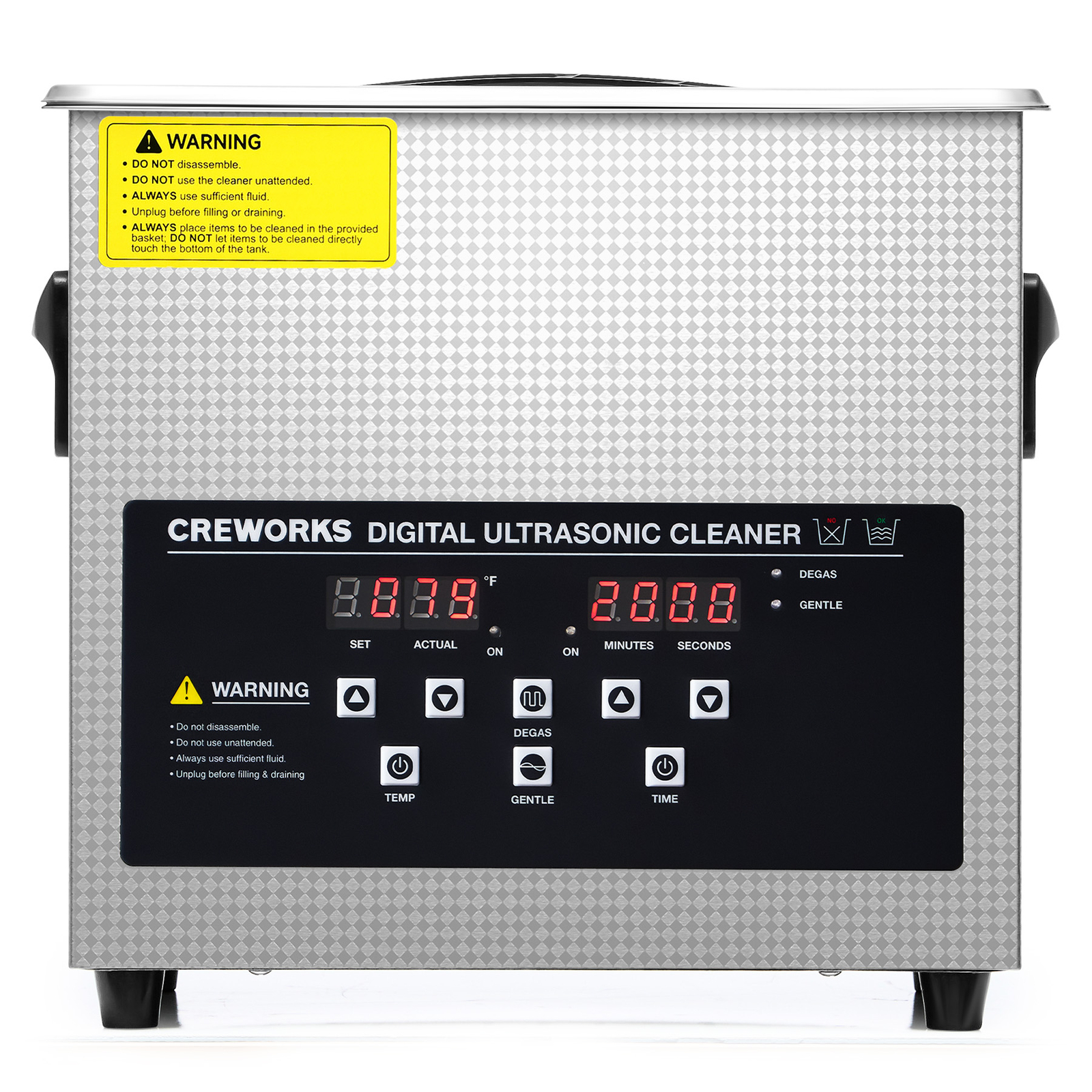CREWORKS Ultrasonic Cleaner 3L Stainless Steel Industry Heated Heater w/Timer