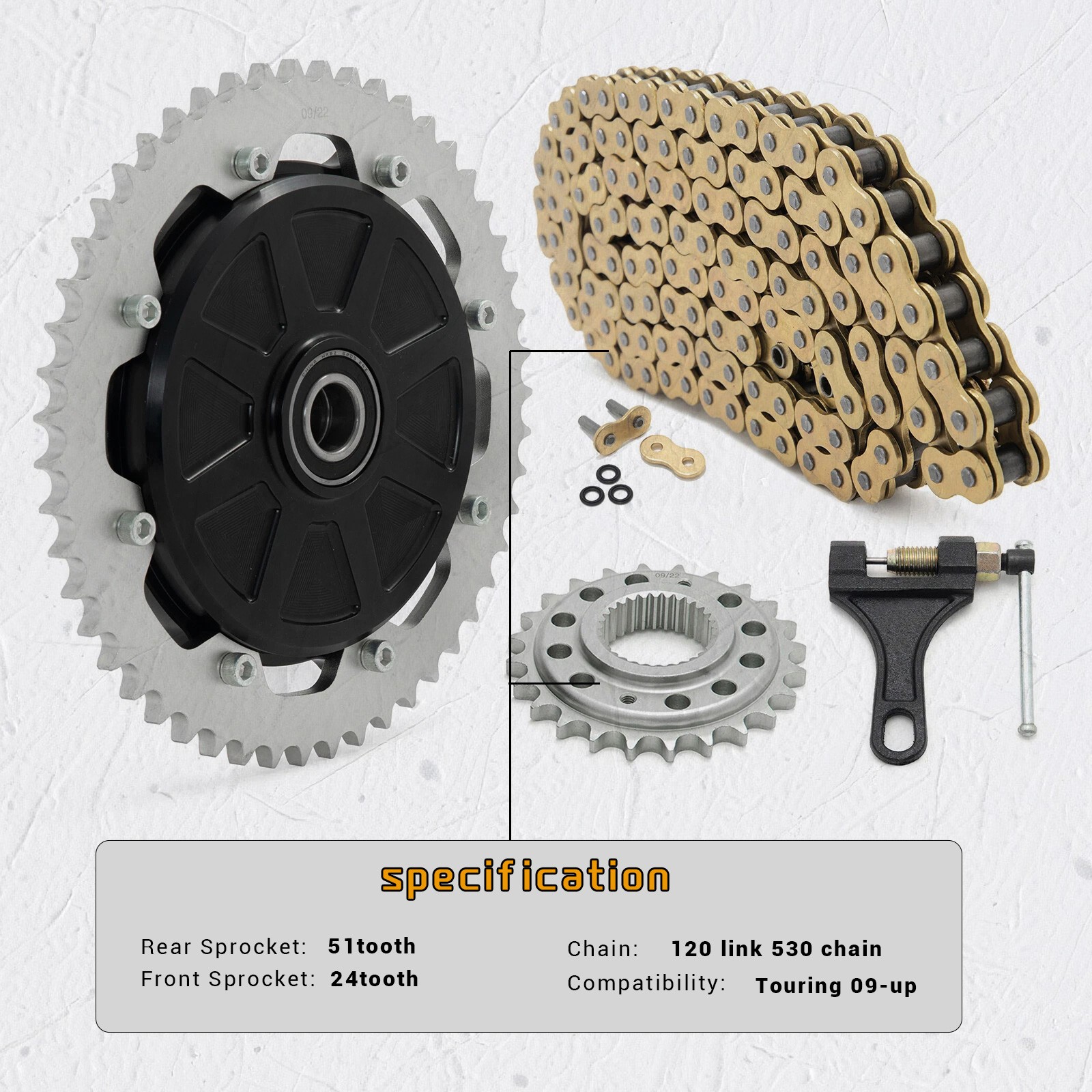 Chain Drive Sprocket Conversion Kit for Harley Touring M8 09-UP Road King Glide