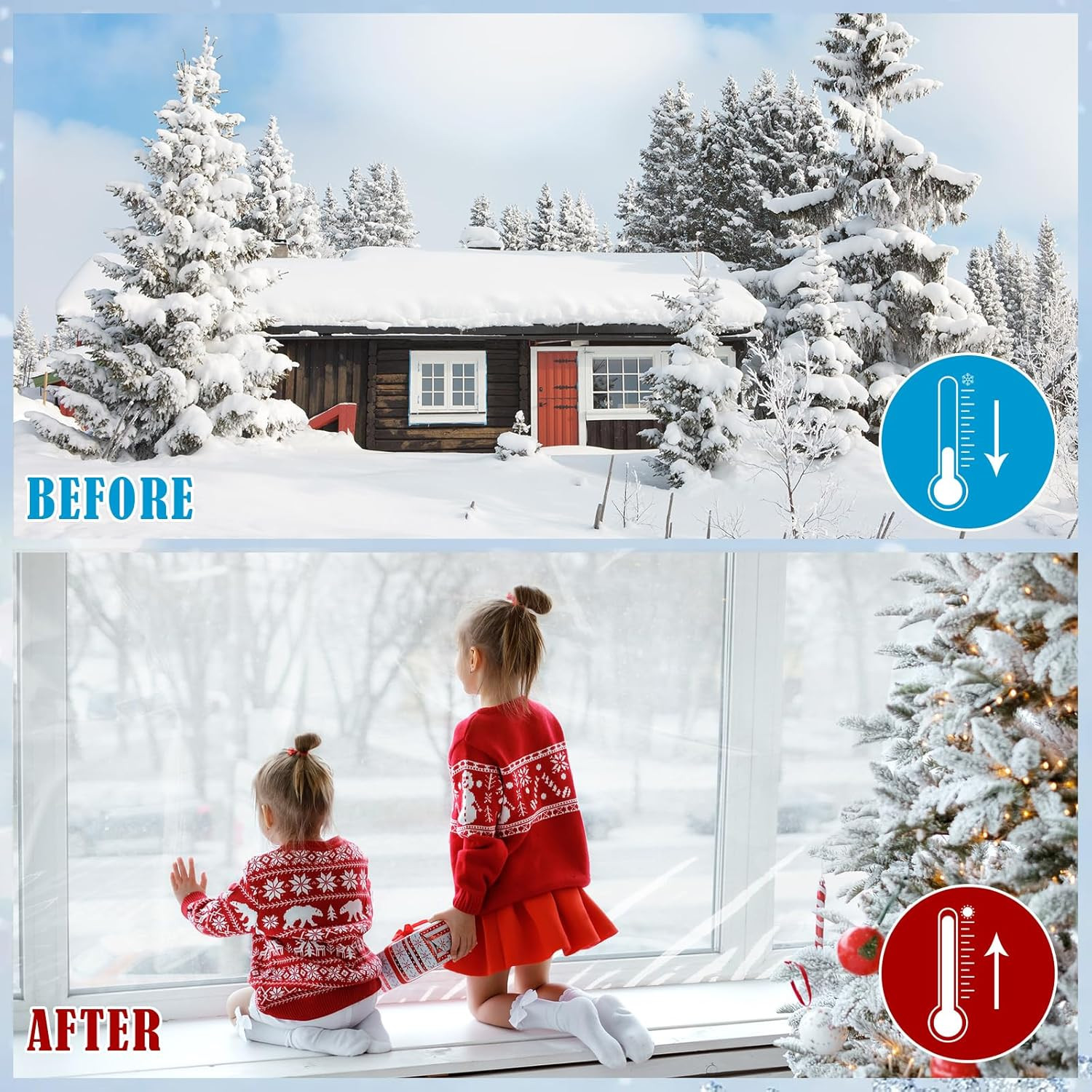 Window Insulation Kit, 63 × 394 Inch Plastic Window Coverings for Winter, Thicke