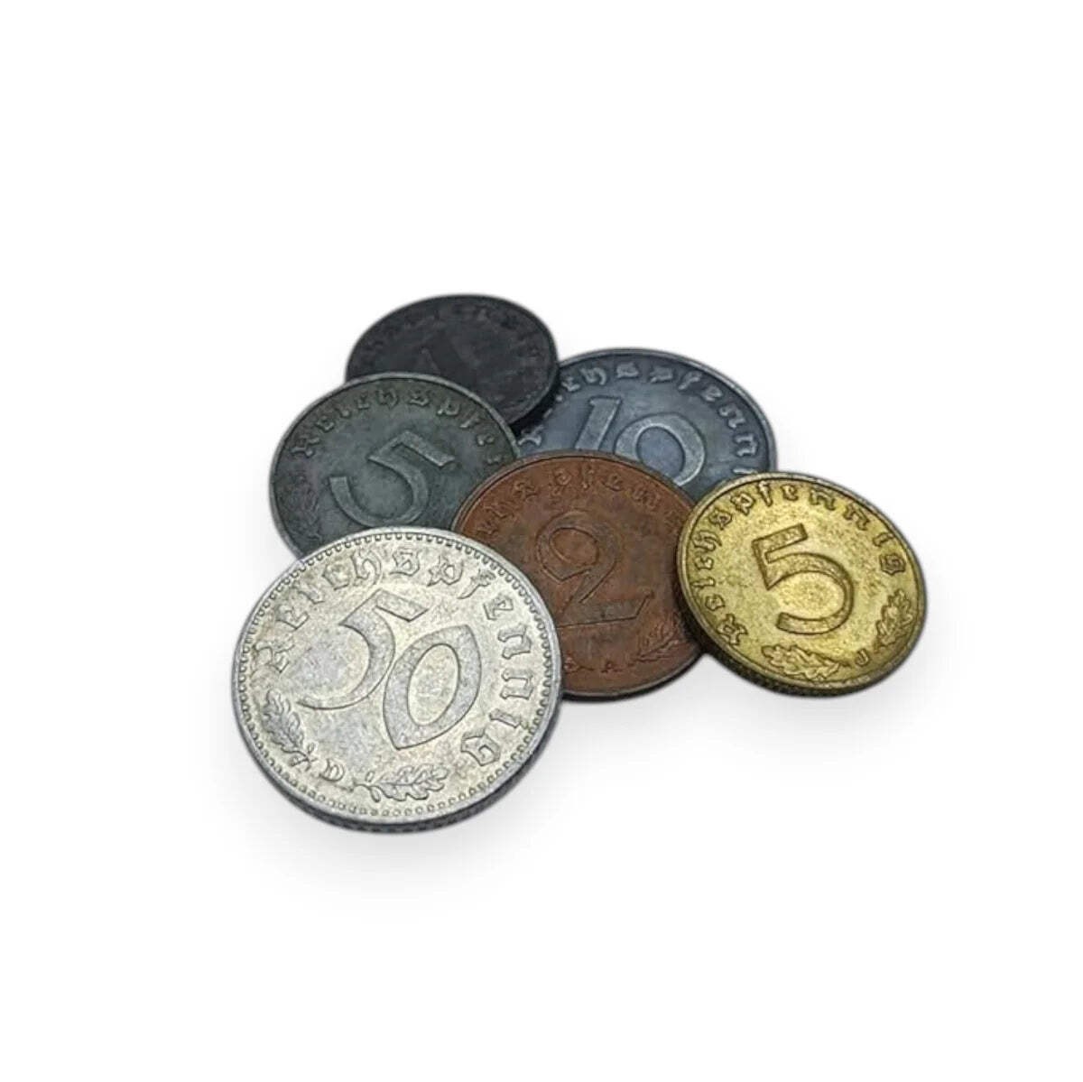IMPACTO COLECCIONABLES - 6 WWII German Coins (1936-1945) | Third Reich COA Set