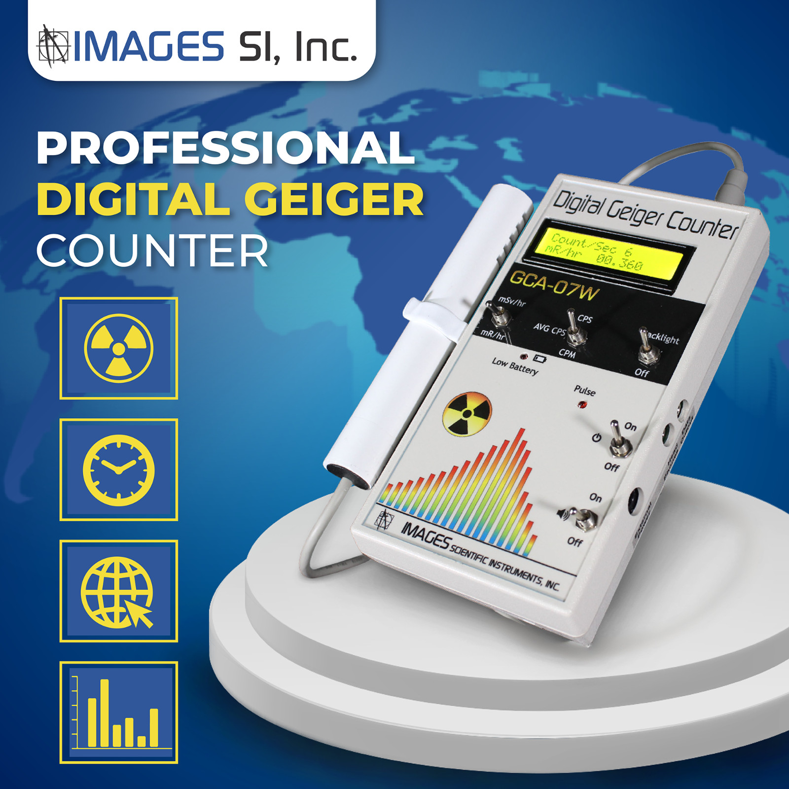 GCA-07W Professional Digital Geiger Counter With External Wand