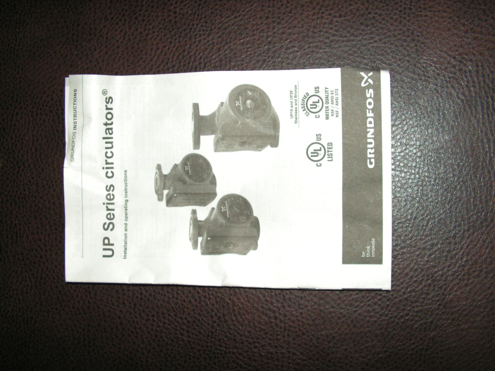 Grundfos UP15-18B5 (59896114) Pump 1/2" Sweat End Open System Circulator 1/25HP