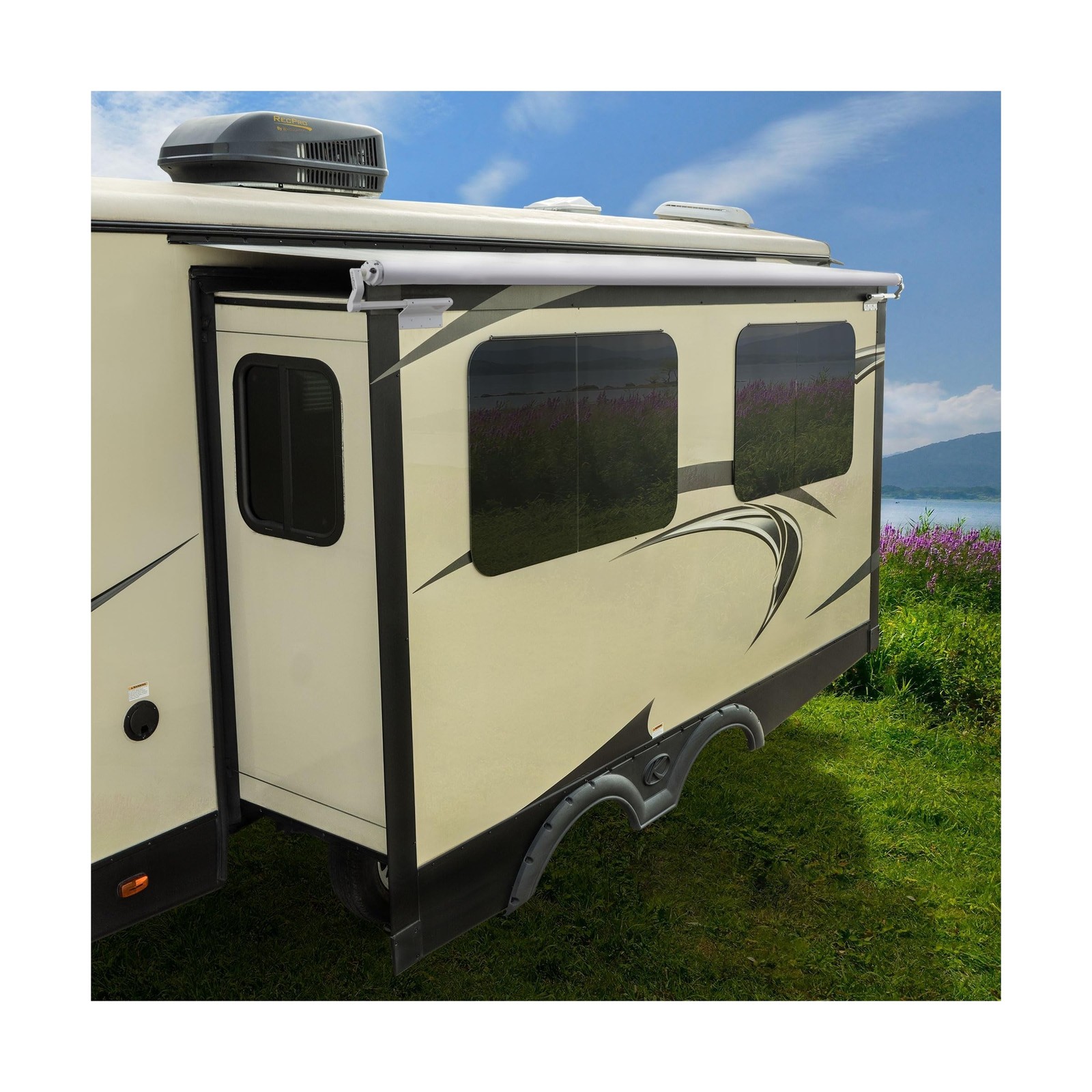 RecPro RV Slide Out Awning Kit | RV Slide Topper | Frame and Fabric (13', Whi...