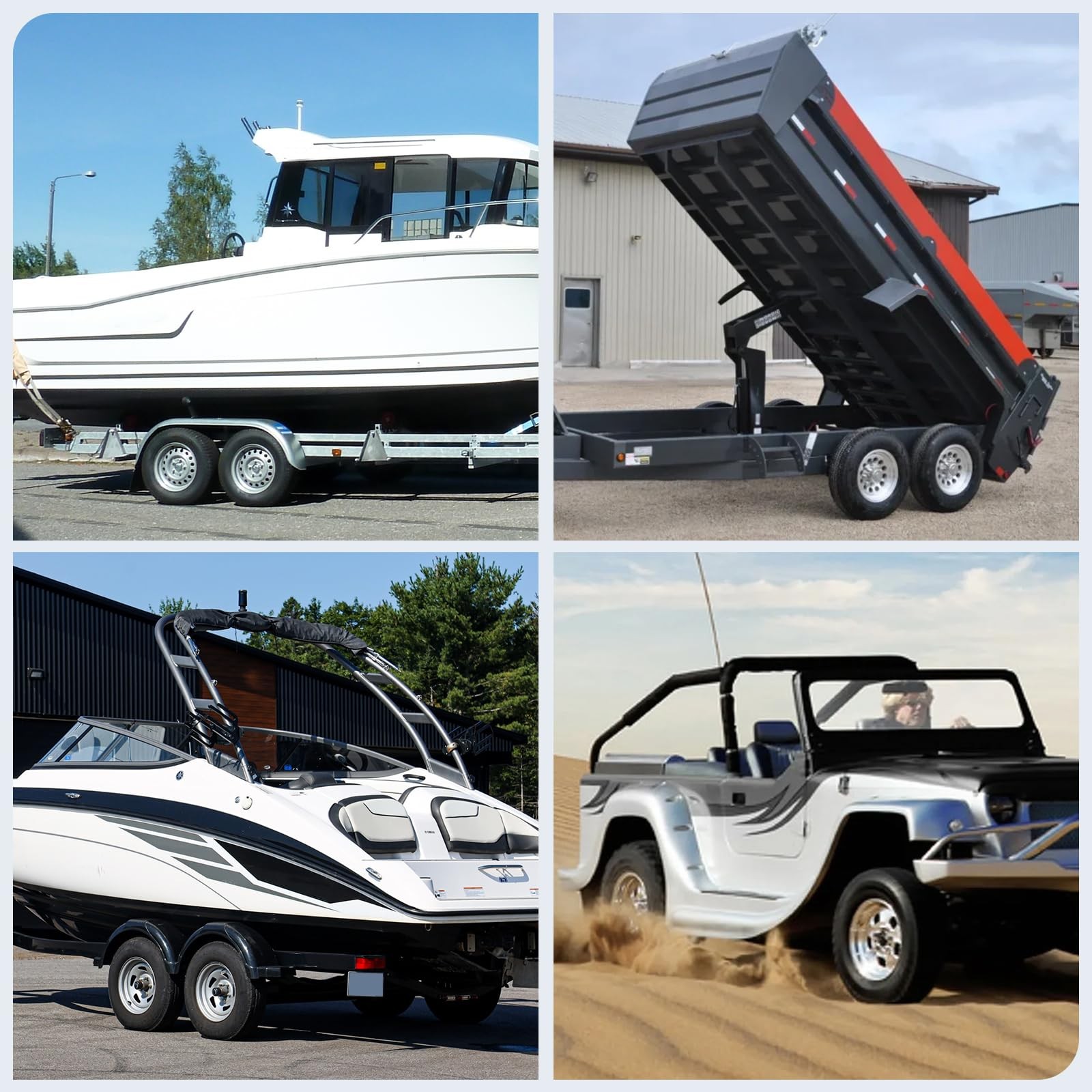 2 pcs ST205/75D15 Trailer Tires and Wheels W/15" Rims 5 Lug on 4.5" Load Range C