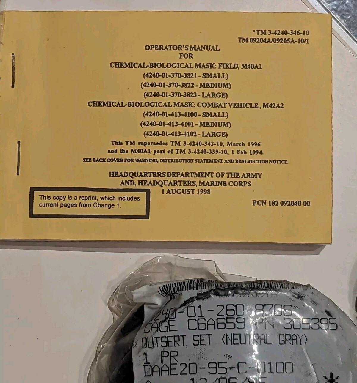 US Military Combat-Bio. Mask Field M40A1/Canister C2A1 Free Shipping!!!