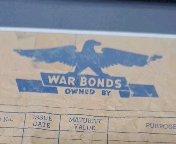 ANTQ/VTG WAR BONDS OWNED BY Personal Record Sheet Framed Document