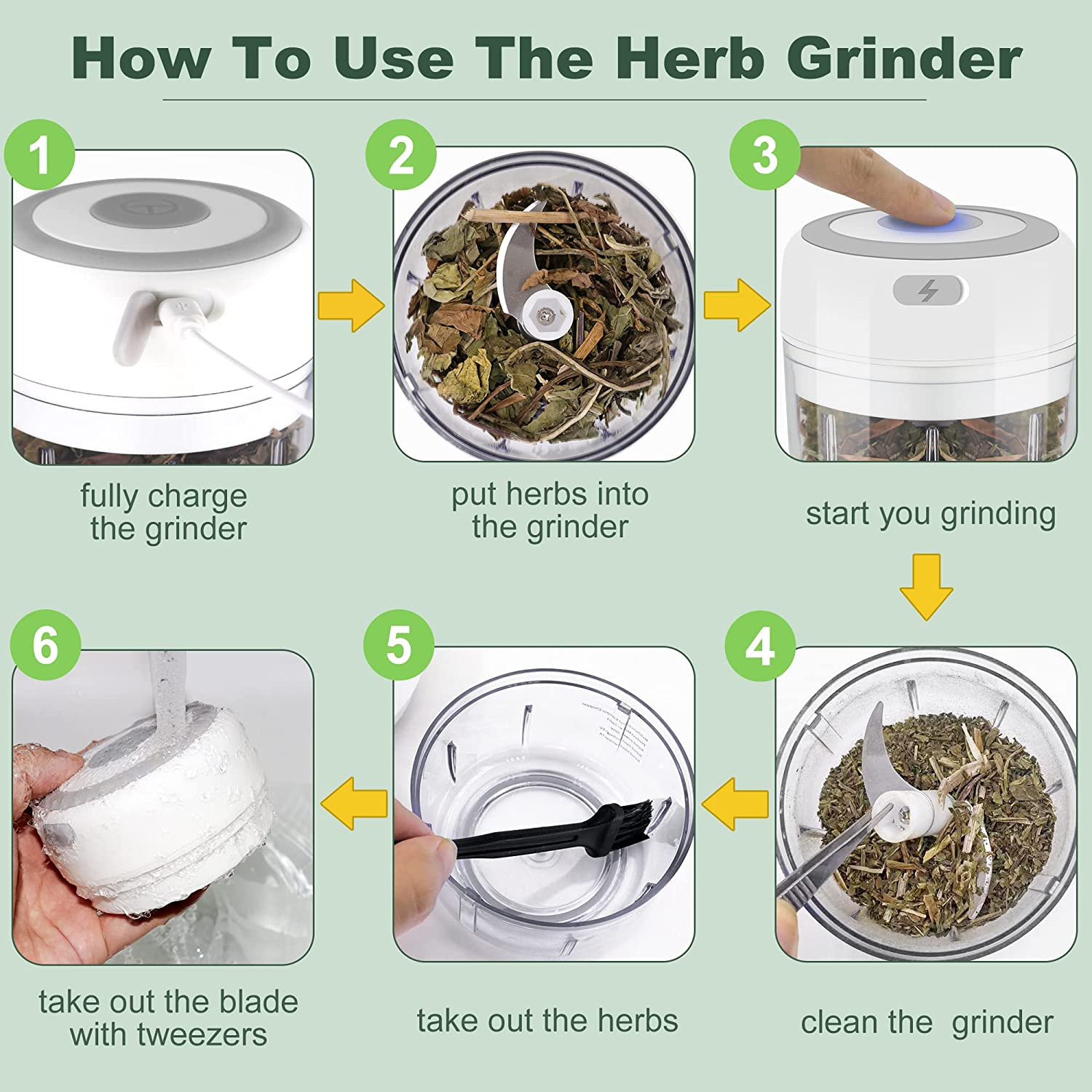 Electric-Herb-Grinder-Large-3.4oz-USB Rechargeable, 3.5'' Powerful Grinder for D