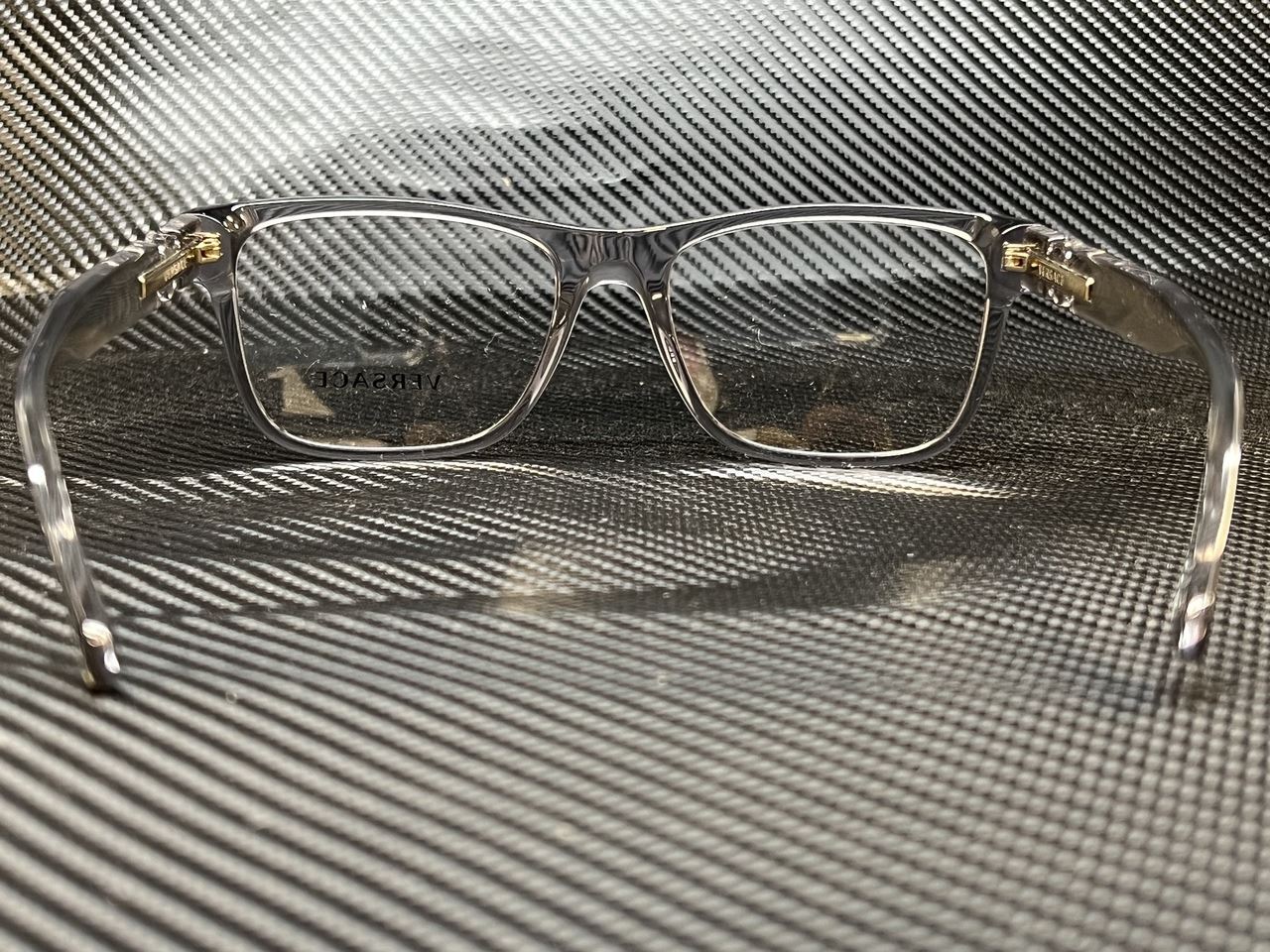 VERSACE VE3303 593 Transparent Grey Rectangle 55 mm Men's Eyeglasses