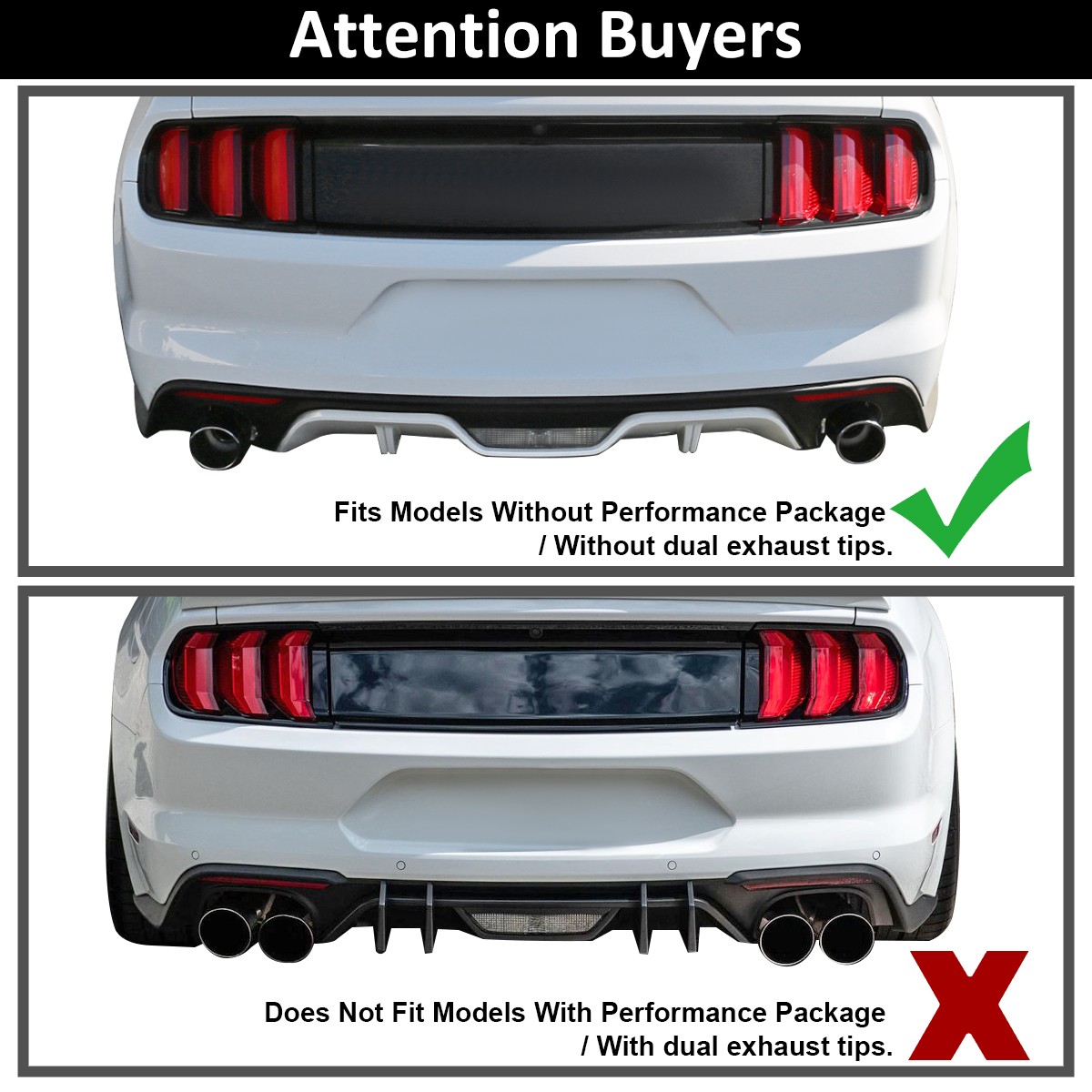 Fits 2015-2021 Mustang 2.3L EcoBoost Stainless Steel Dual Catback Exhaust System