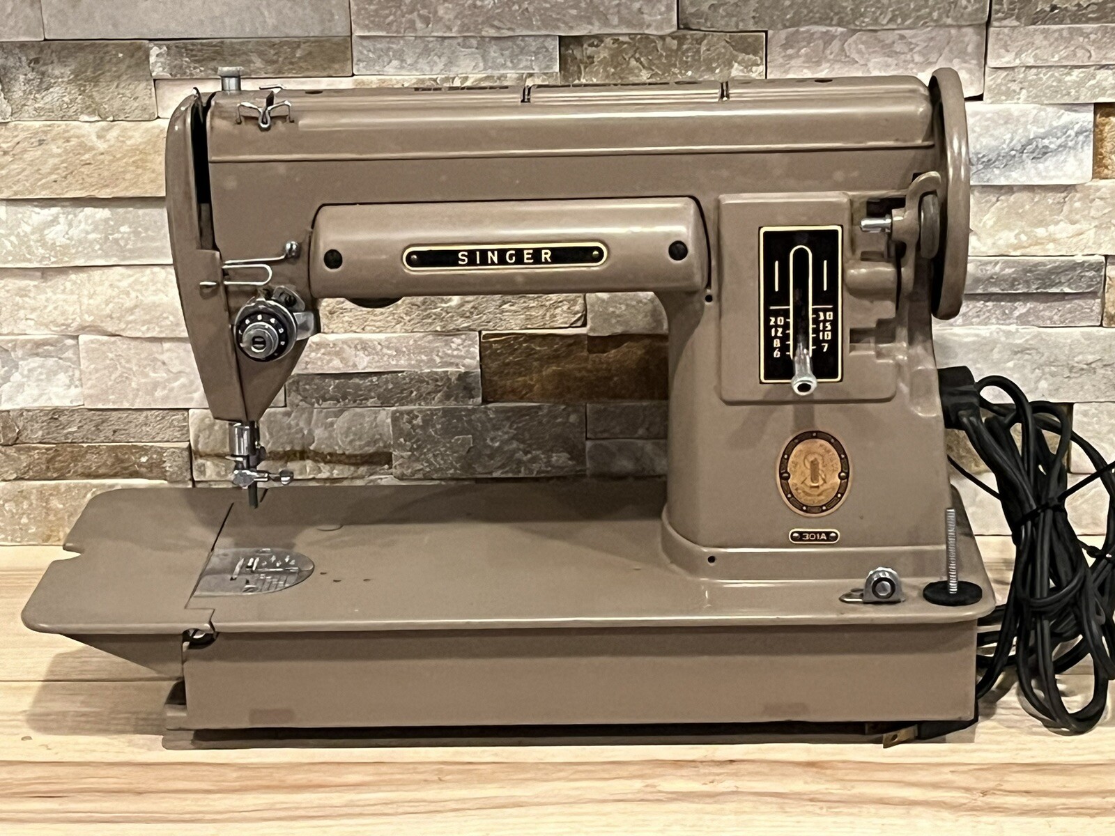 Vintage Heavy Duty Singer 301A Sewing Machine w/ Case & Original Accessories.