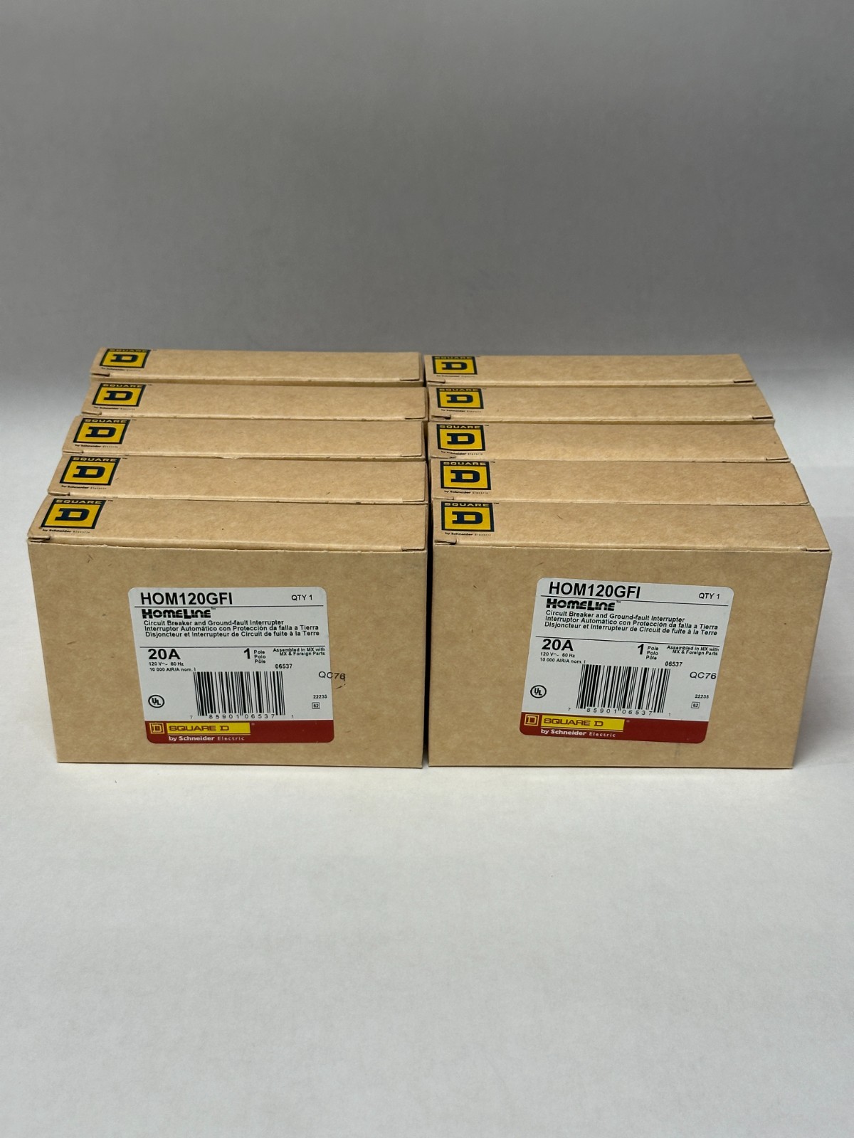 HOM120GFI Homeline, 20A, 1 pole, ground fault breakers (BOX of 10)